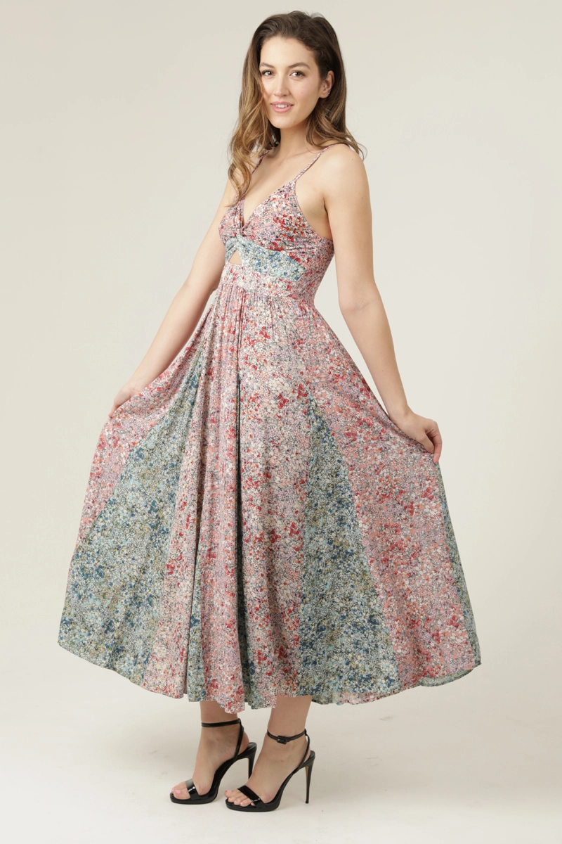 Twist Front Patch Maxi Dress