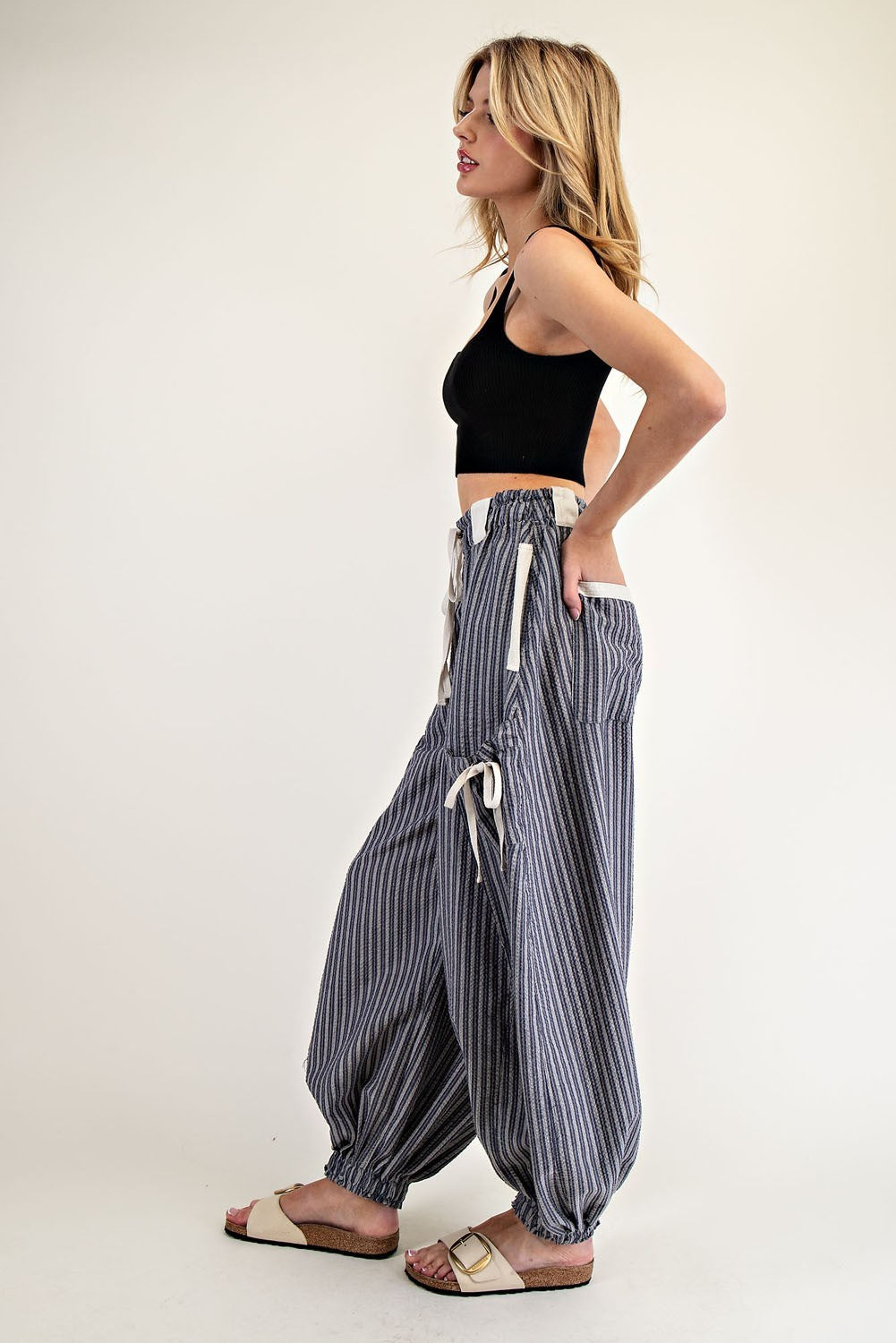 Striped Drawstring Jogger Pants