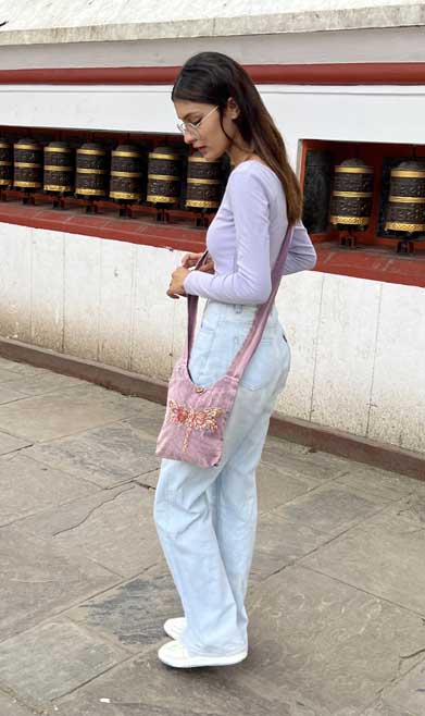 Stonewashed Cotton Boho Hippie Crossbody Bag