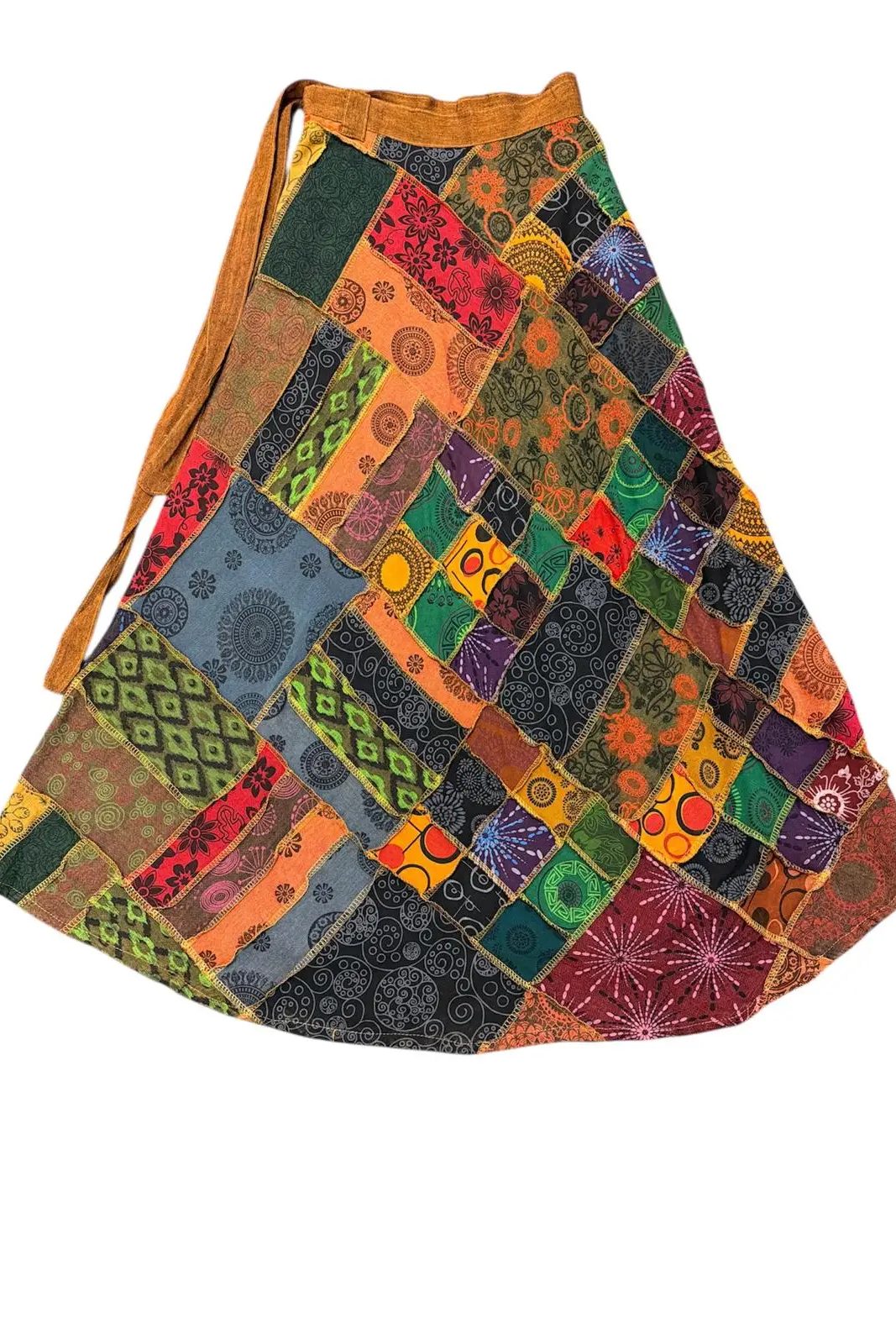 Multi Patch Wrap Skirt