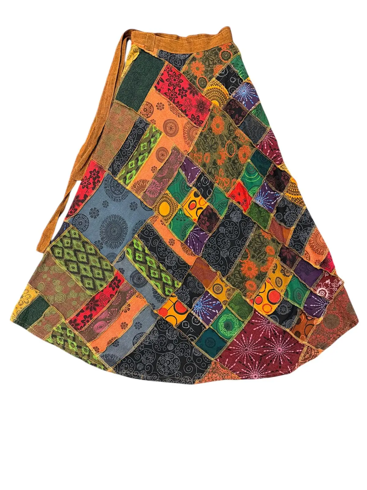 Multi Patch Wrap Skirt