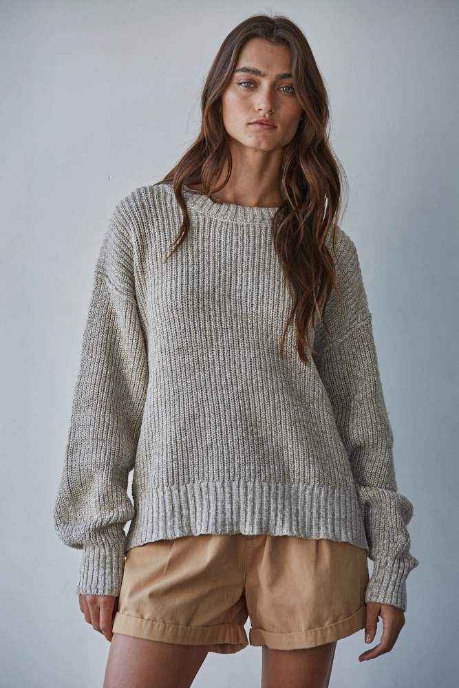 100% Cotton Ribbed Knit Sweater