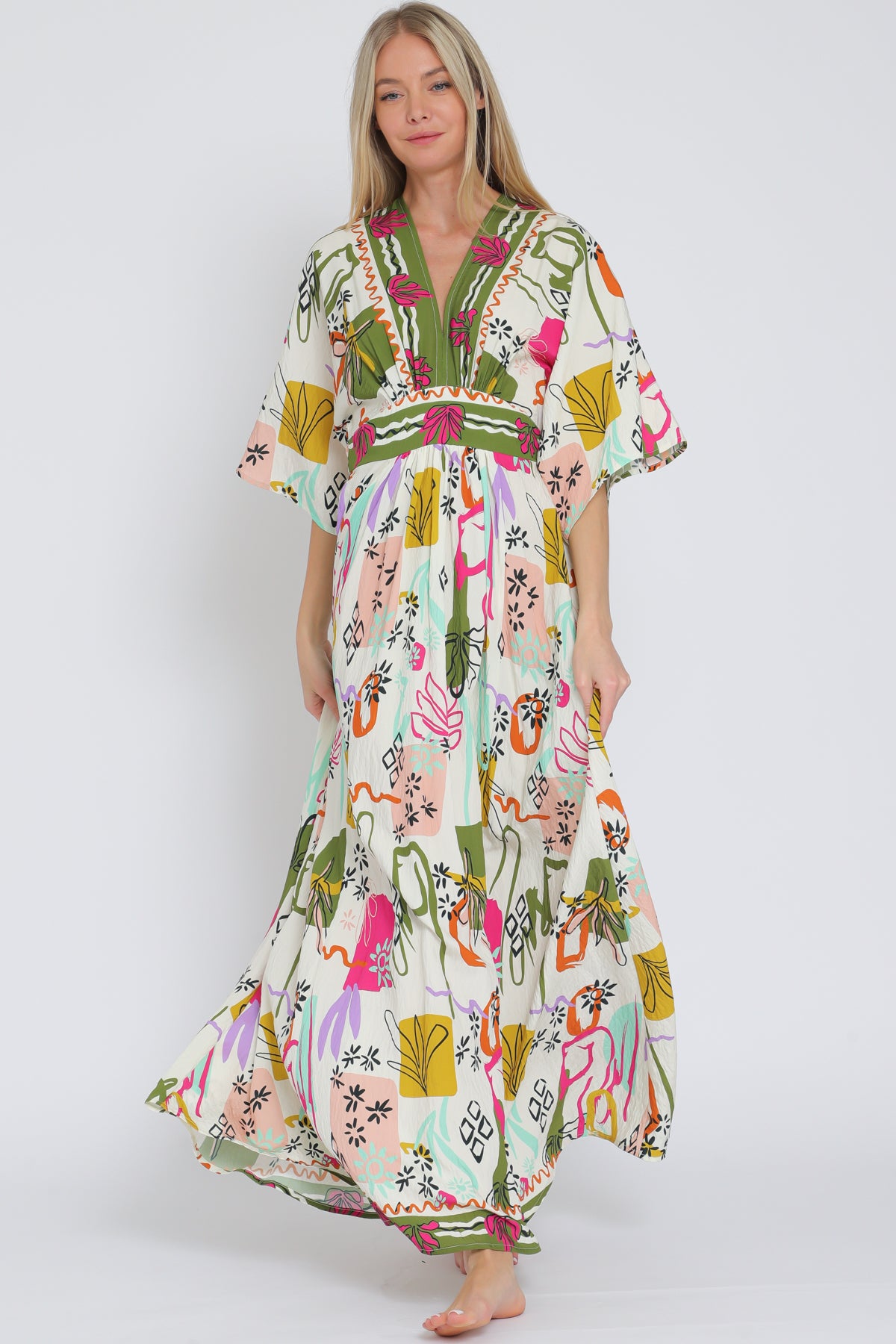 Kimono Sleeve Maxi Dress
