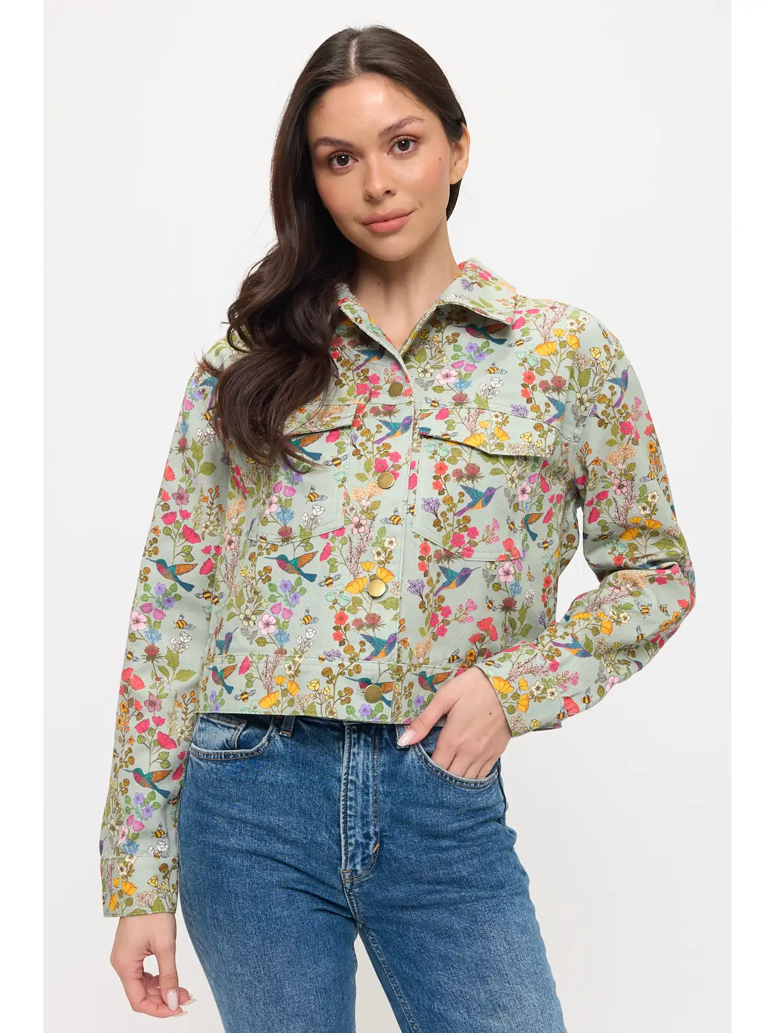 Hummingbird Floral Print Jacket