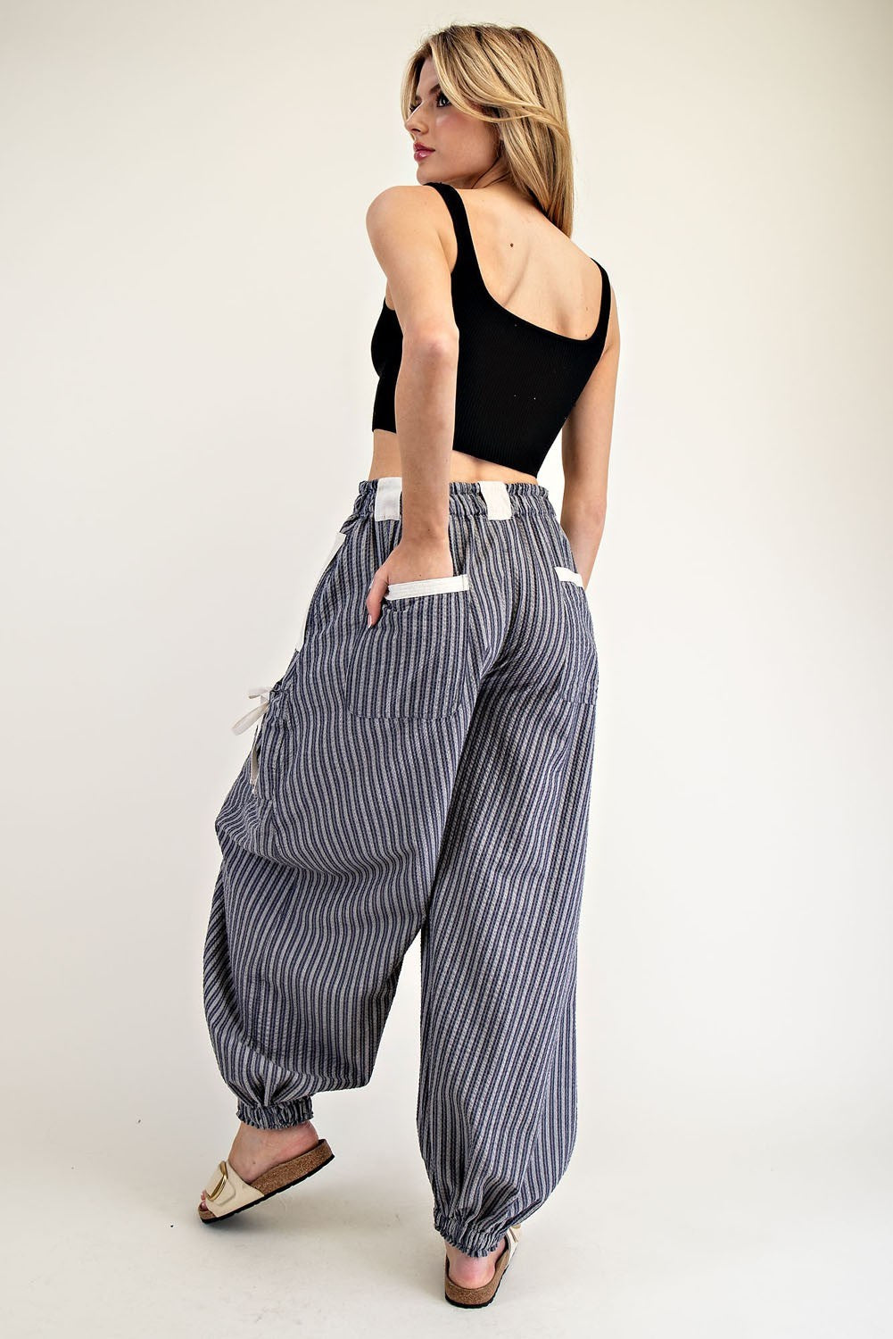 Striped Drawstring Jogger Pants