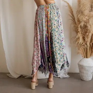 Patchwork Handkerchief Maxi Skirt