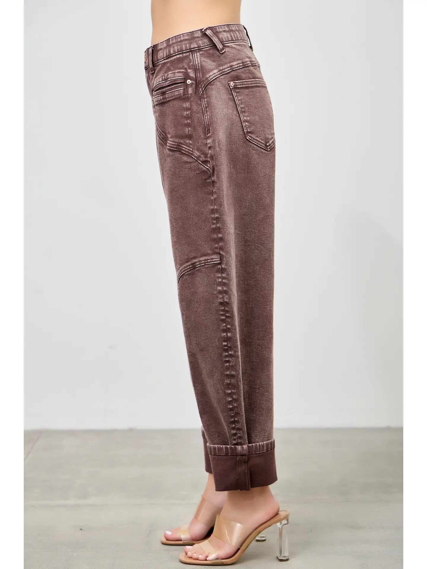 High Rise Colored Western Barrel Jeans