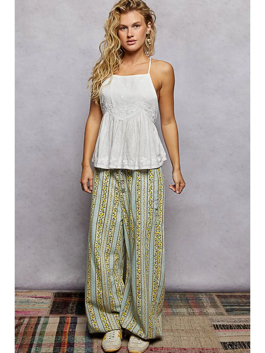 Sleeveless Floral Embroidered Top