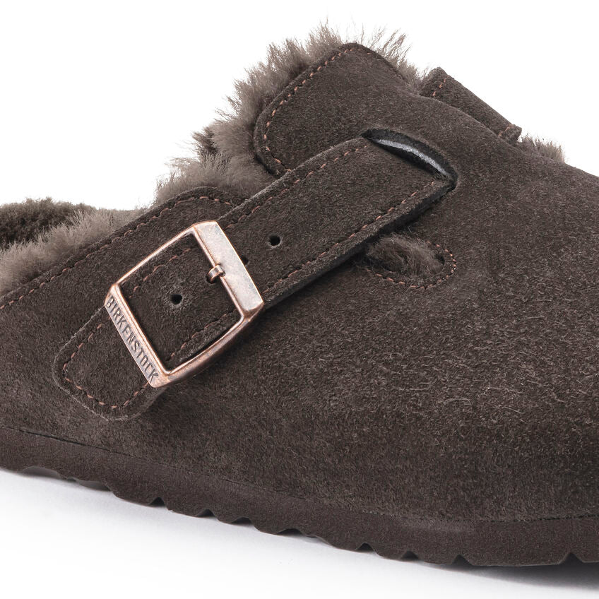 Boston Suede Clog with Shearling Fur Lining