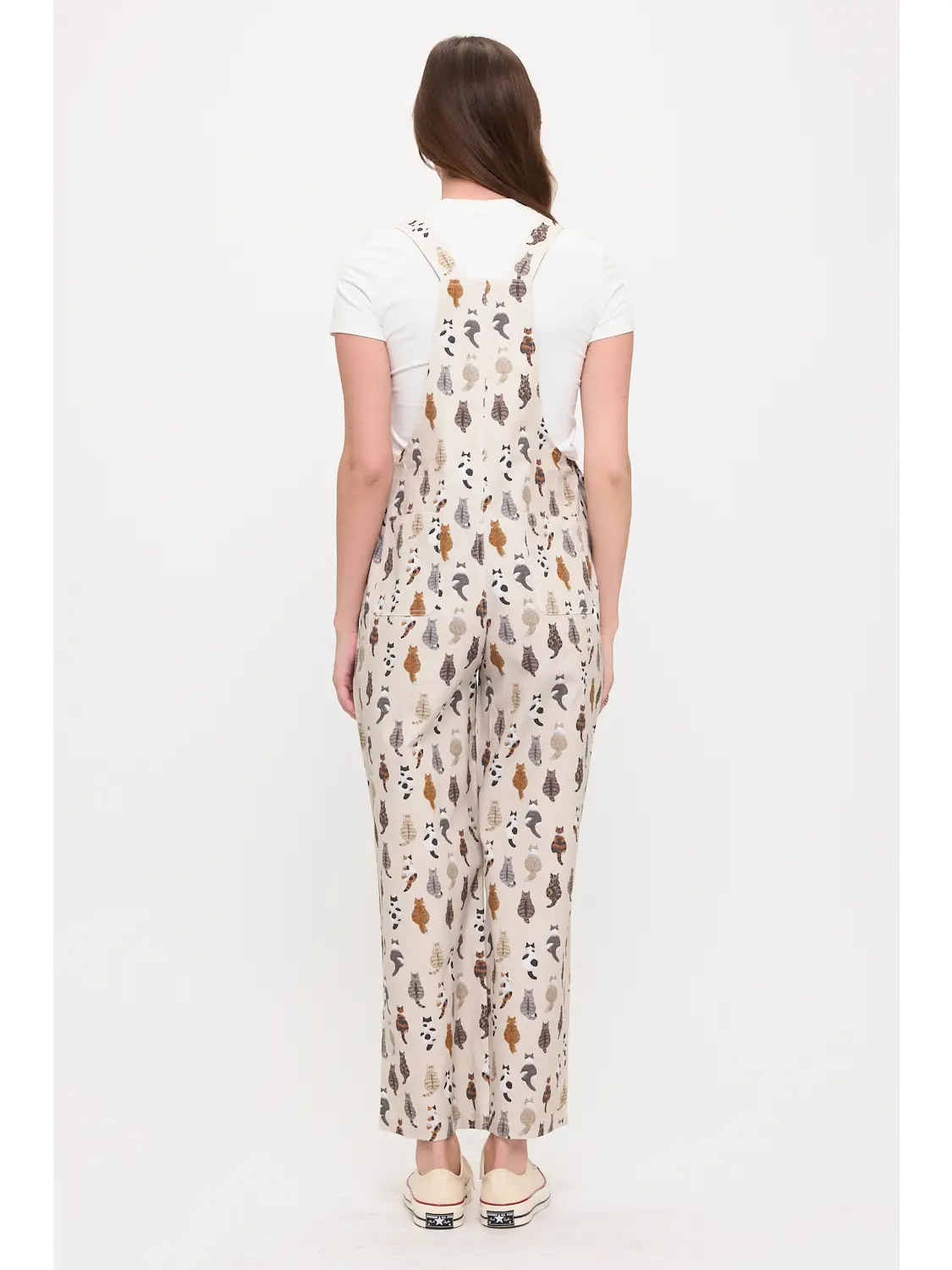 Whimsical Cat Tails Print Overall