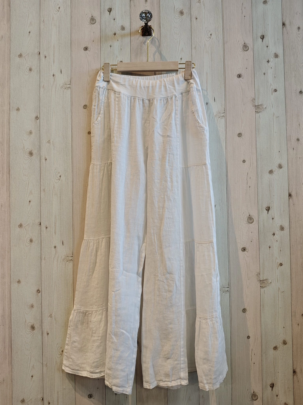 Linen Wide Leg Tiered Pants