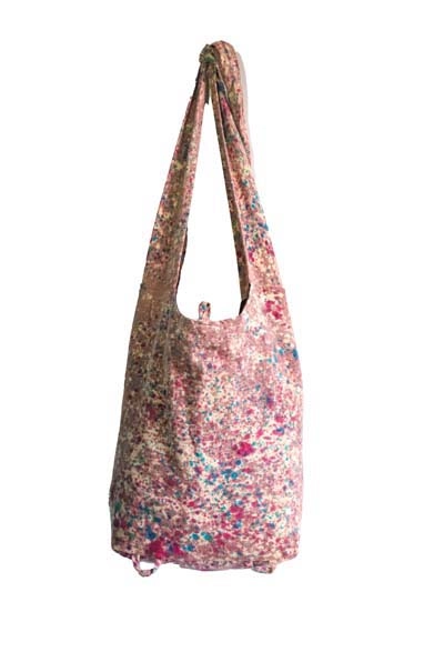 Cotton Dye Drip Crossbody Bag with Floral Pattern