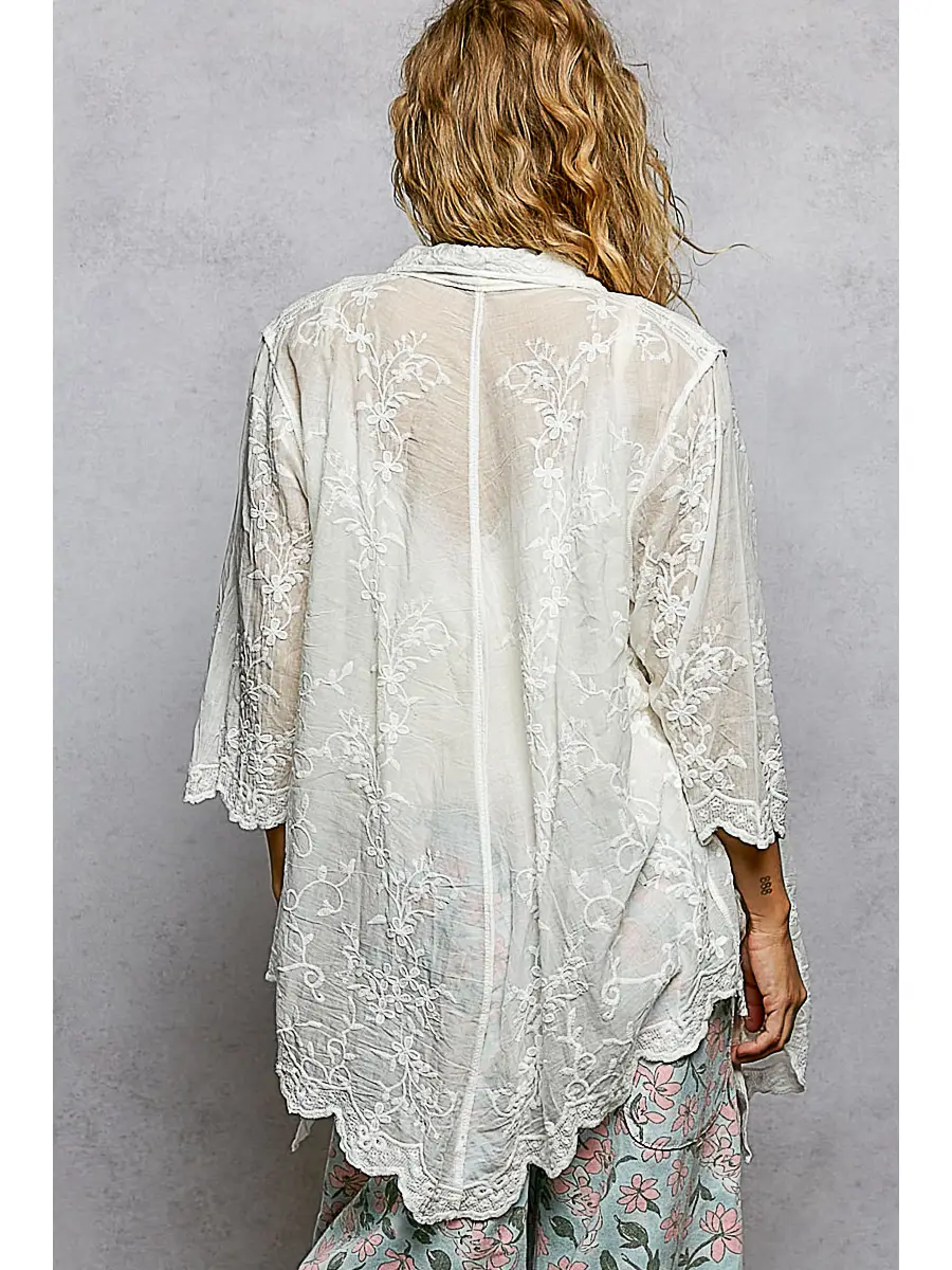 Floral Embroidered Silhouette Shirt