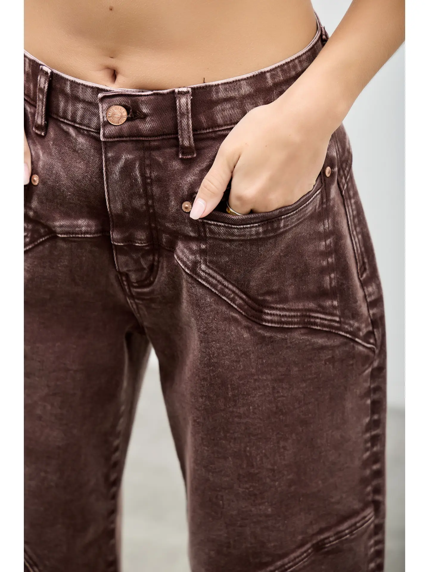 High Rise Colored Western Barrel Jeans