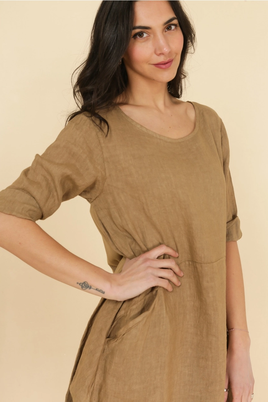 Linen Dress with Pocket