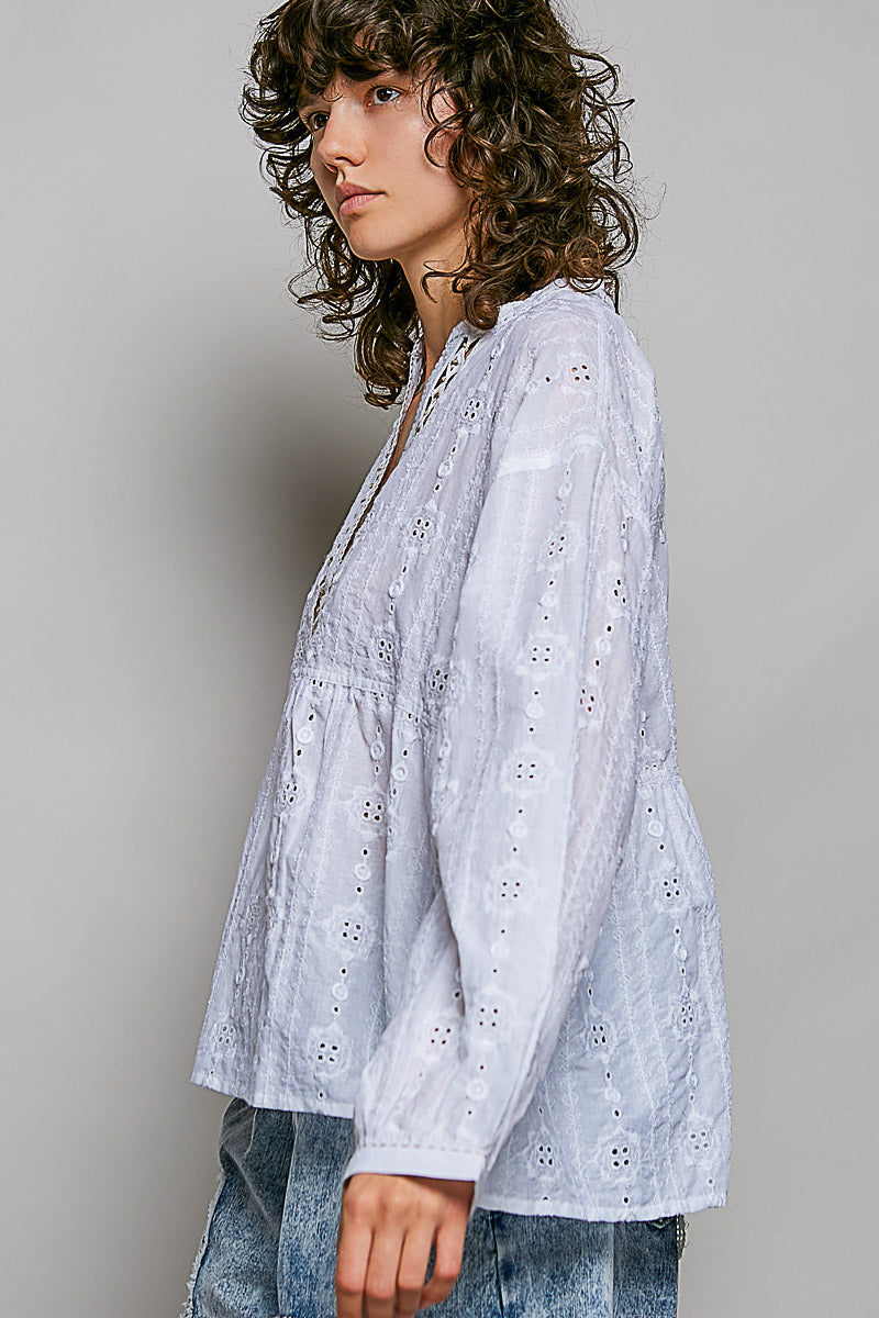 Cotton Eyelet Lace Empire Blouse