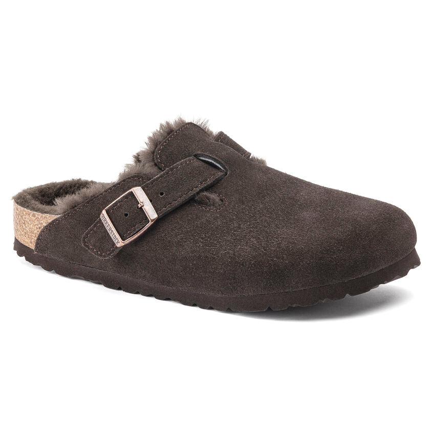 Boston Suede Clog with Shearling Fur Lining