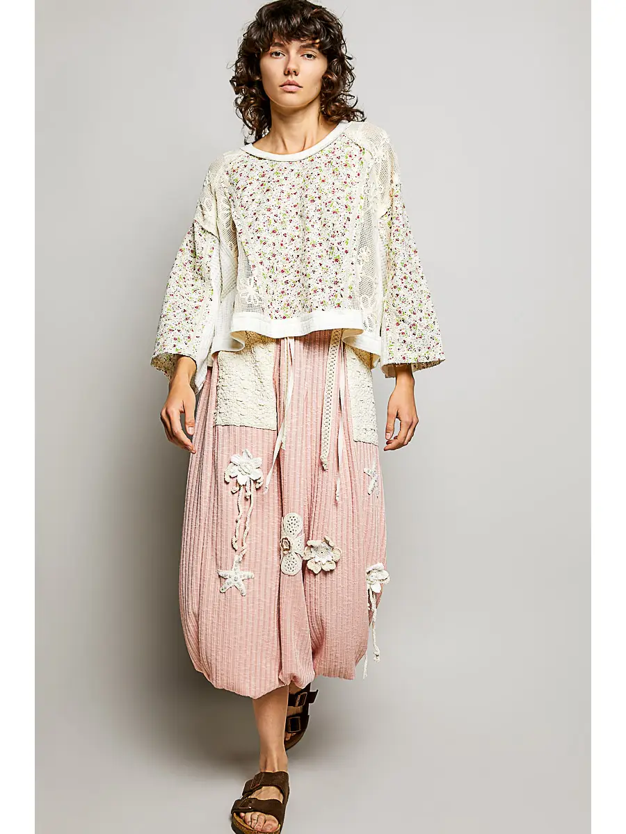 Relaxed Floral Crochet Long Sleeve