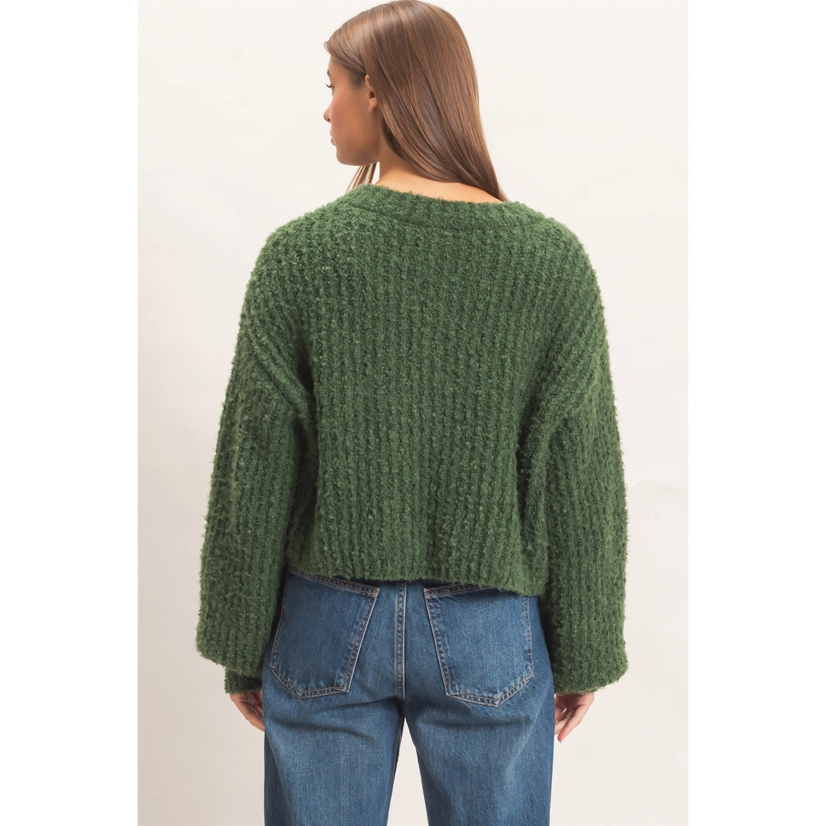 Boucle Knit Button Front Cardigan