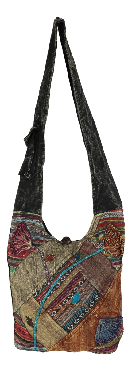 Cotton Patchwork Flower Crossbody Bag