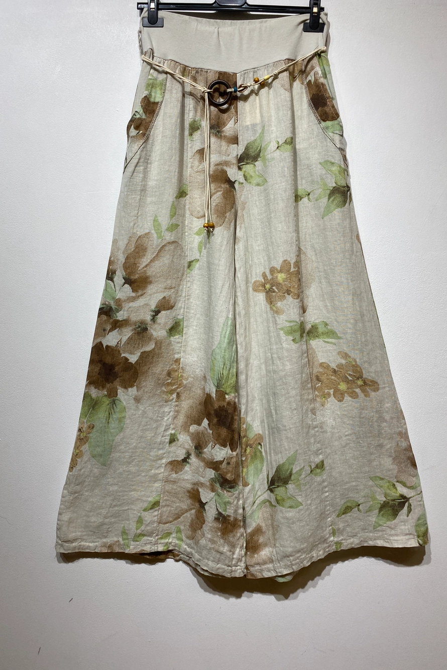 Floral Wide Linen Pants