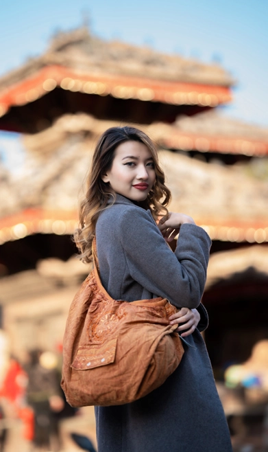 Light Brown Stonewashed Hobo Bag