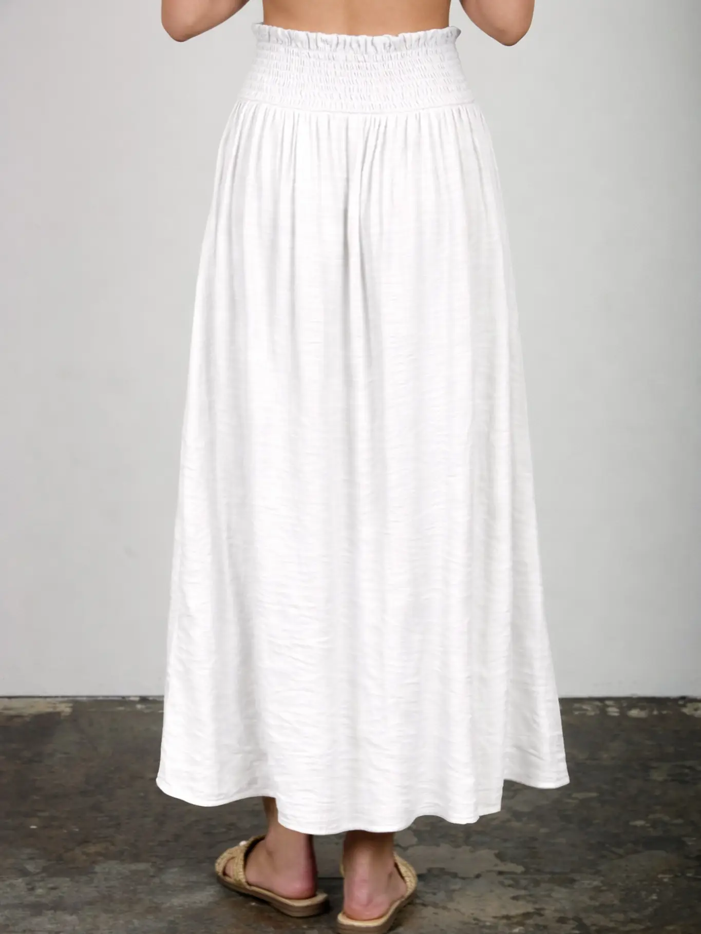 Ruffle Button Midi Skirt