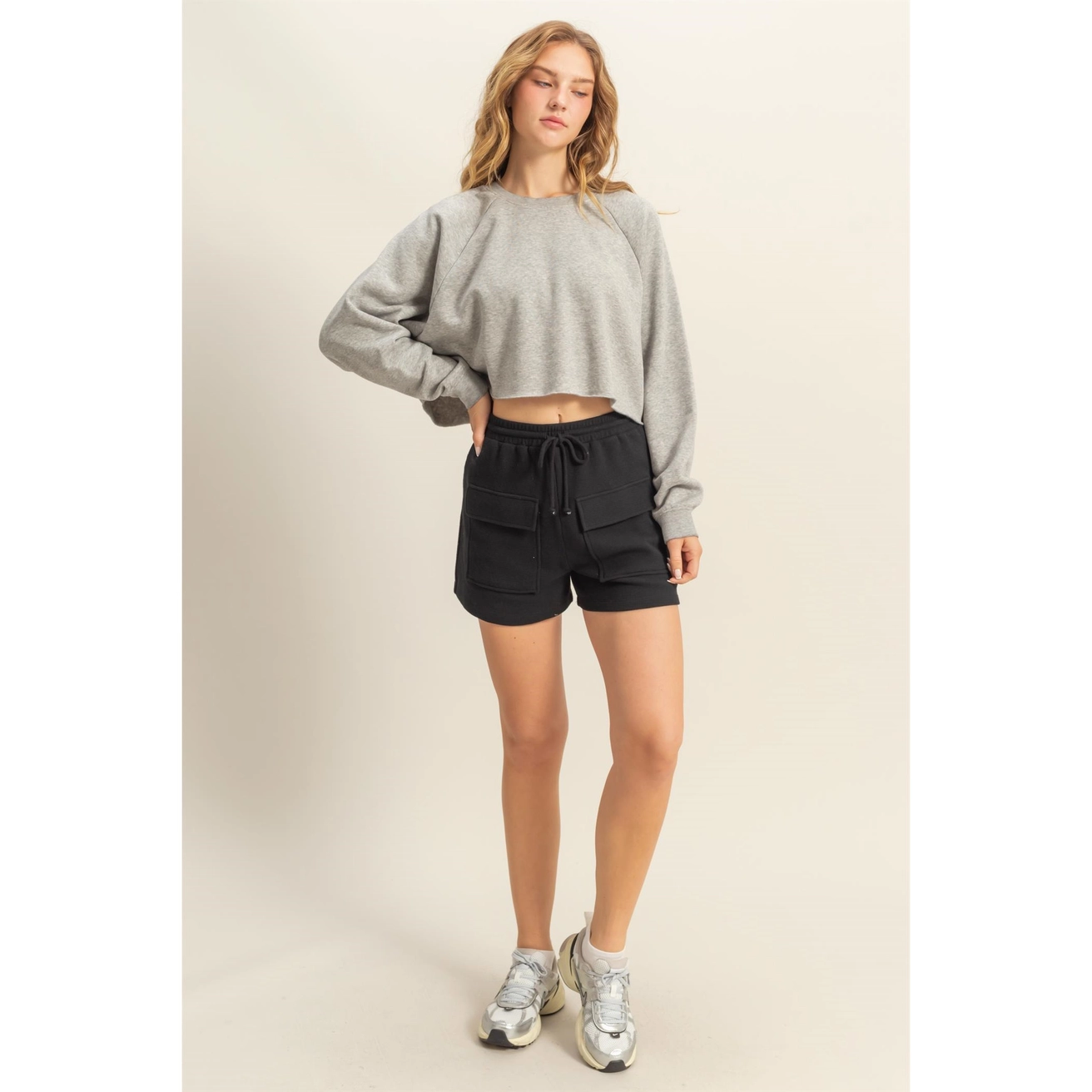 Mineral Wash Sweatshirt With Raw Hem