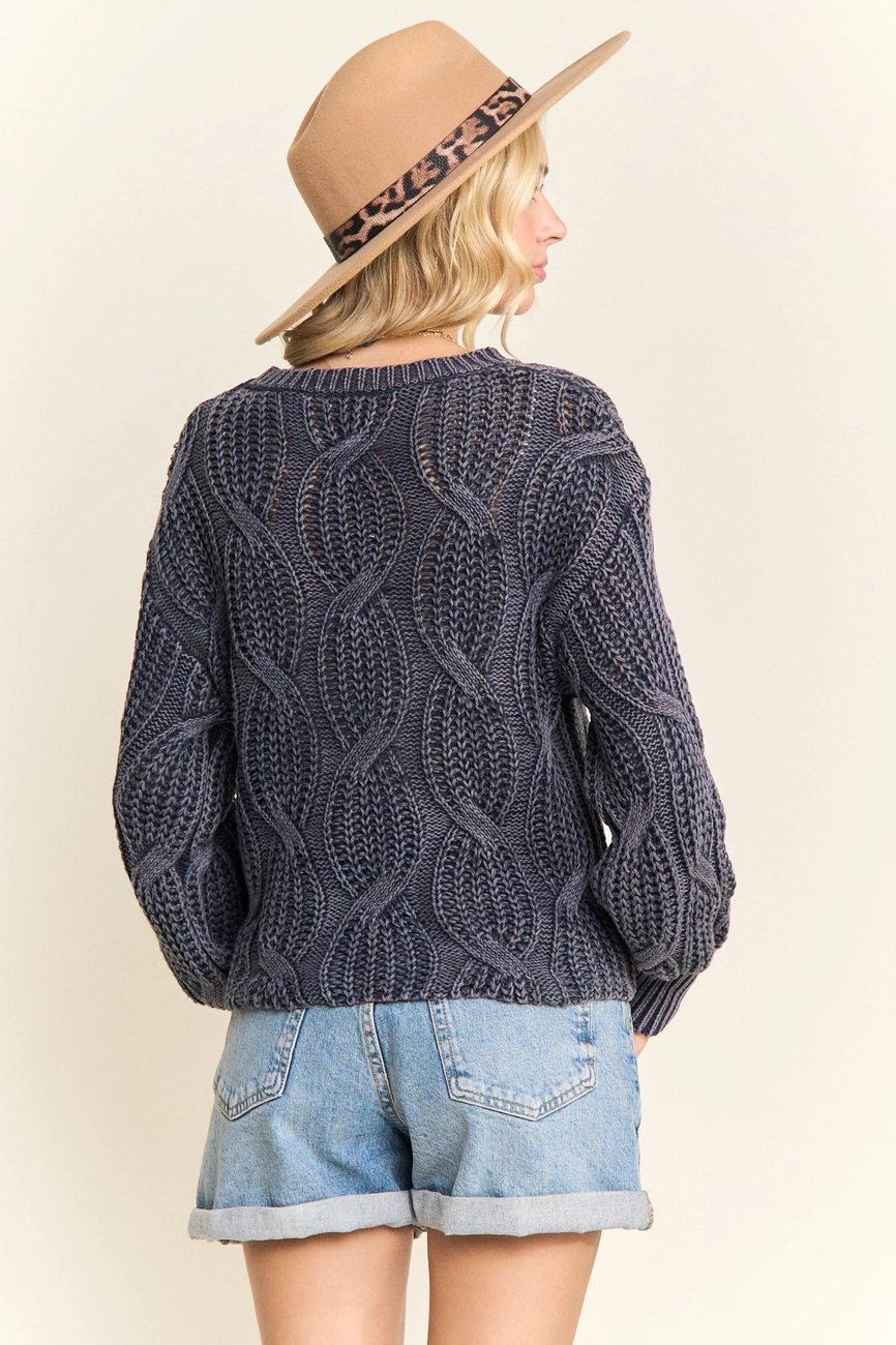 Ribbed Textured Knit Sweater