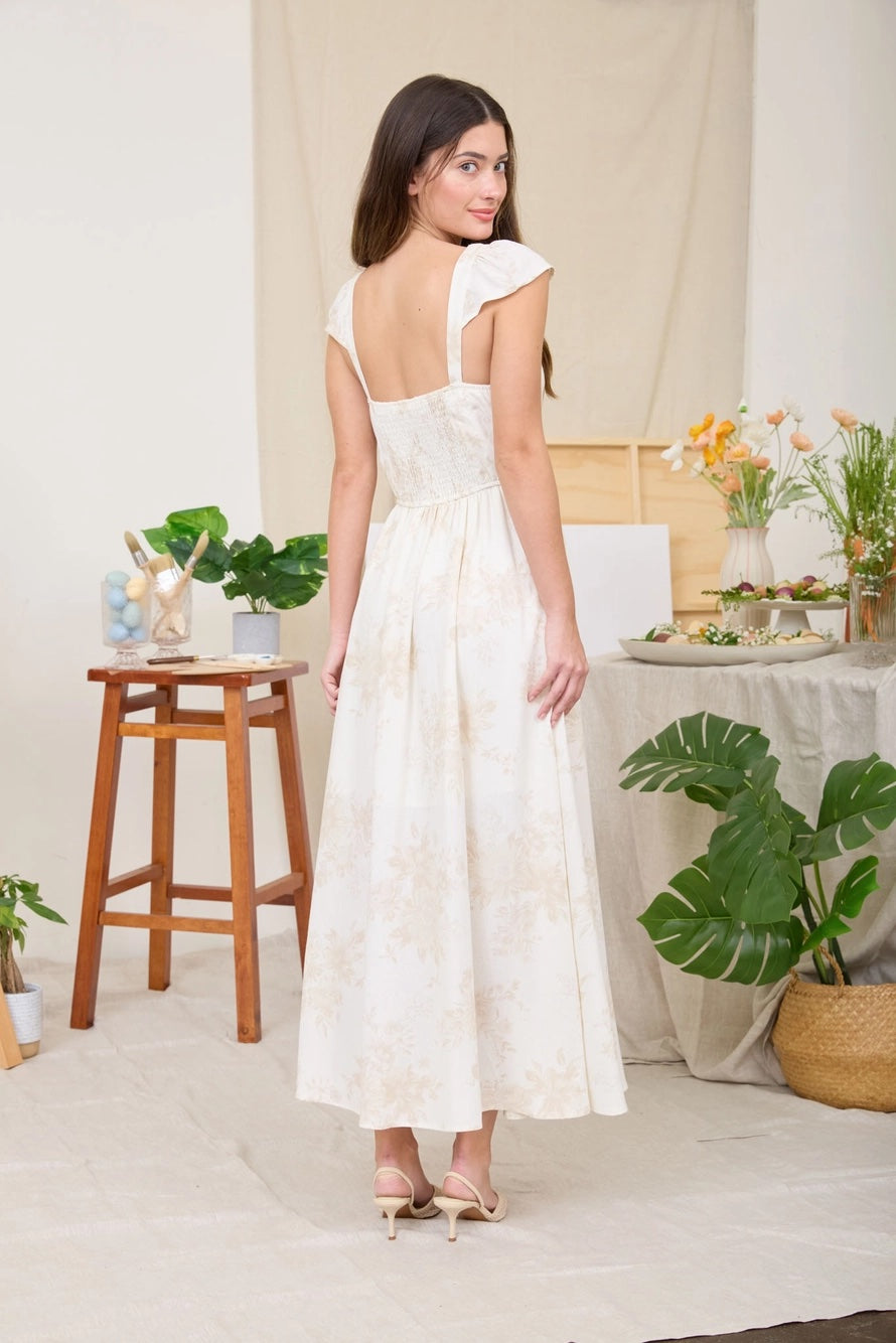 Floral Bell Sleeve Midi Dress