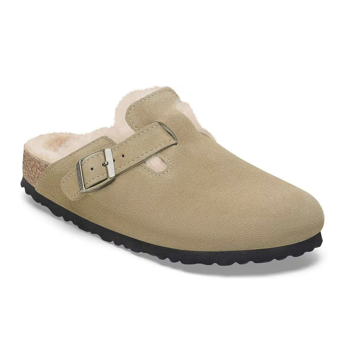 Boston Suede Clog with Shearling Fur Lining