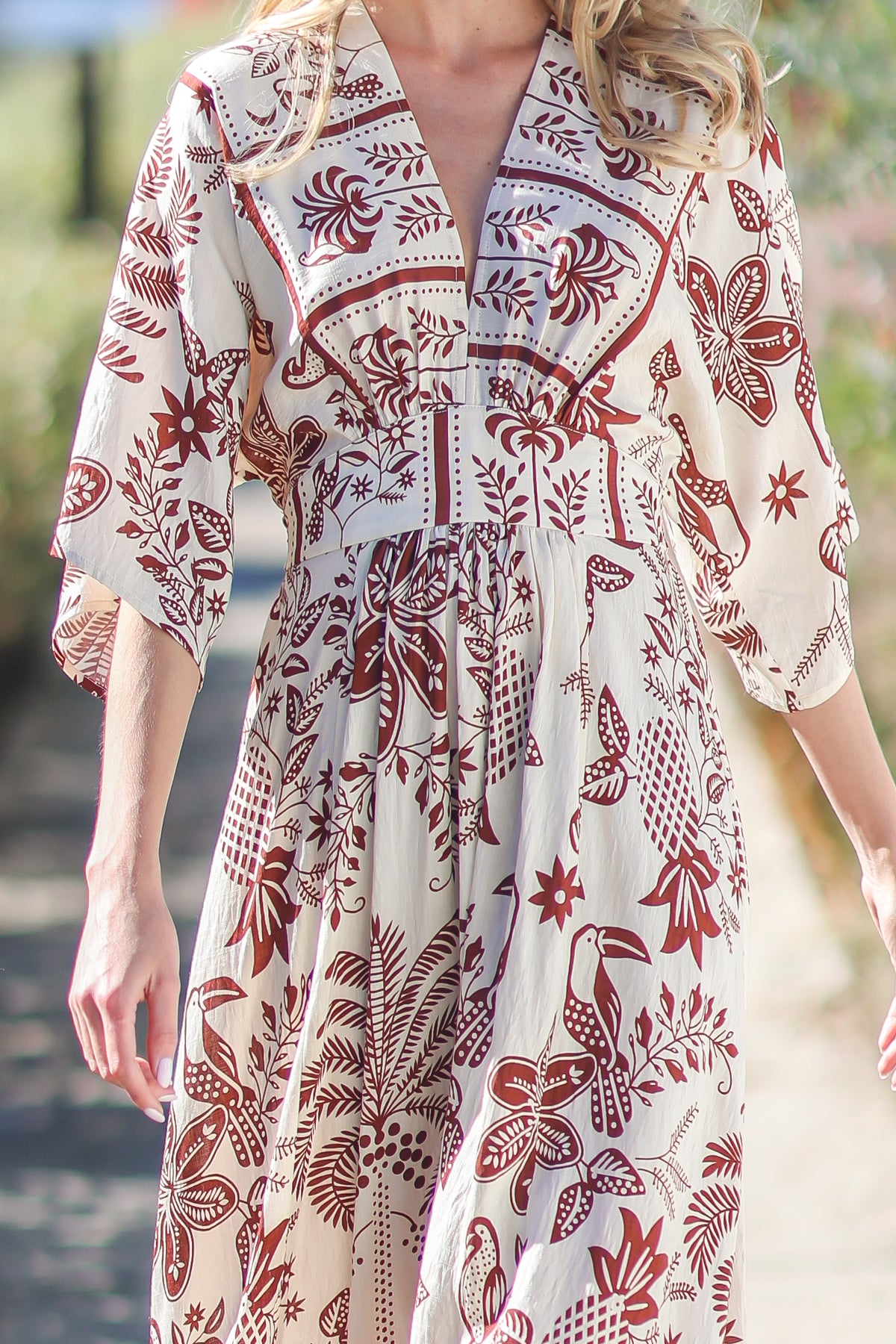 Kimono Sleeve Print Maxi Dress