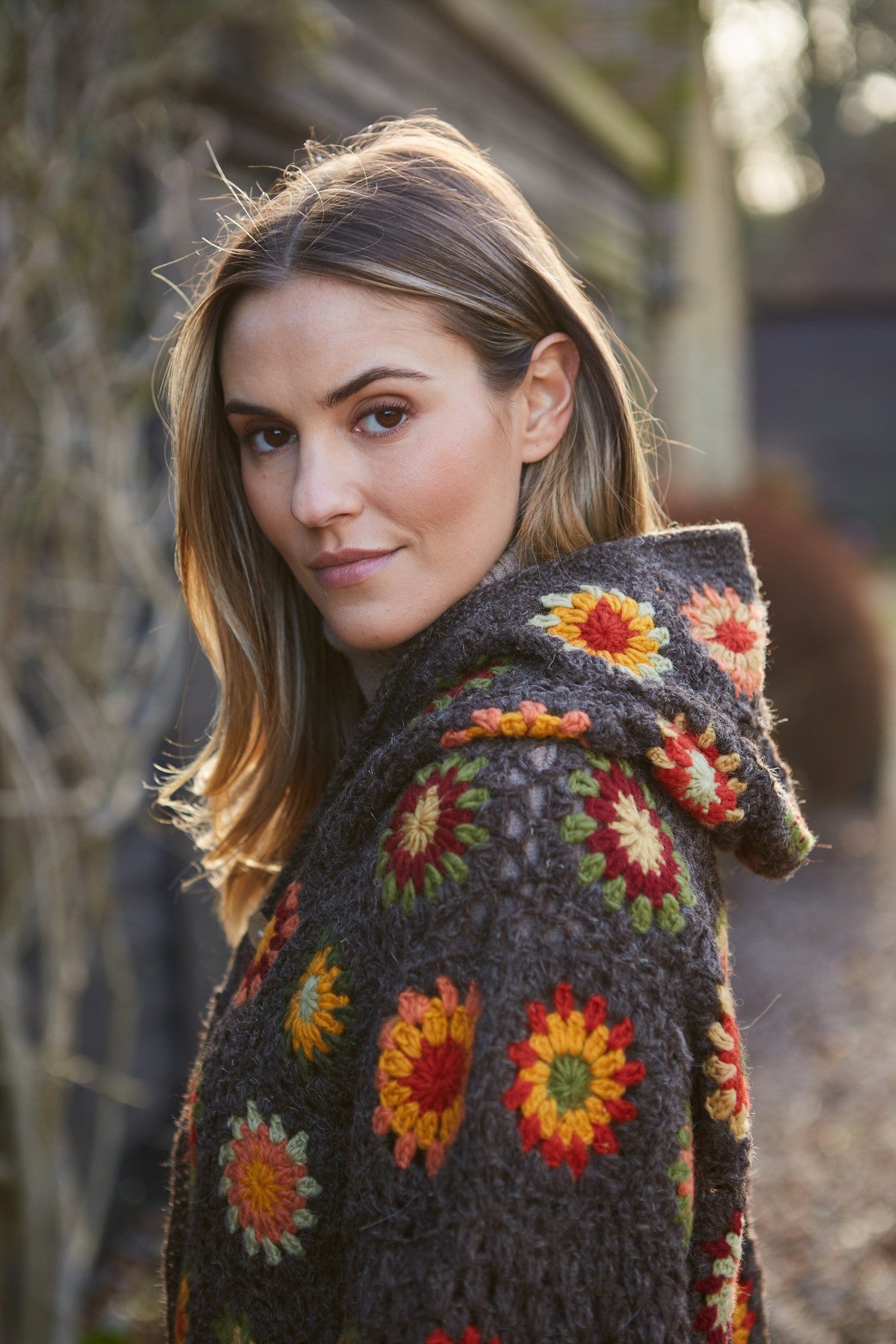 Woodstock Crochet Granny Square Button Coat