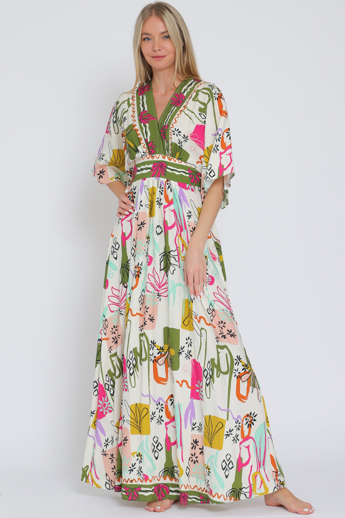 Kimono Sleeve Maxi Dress