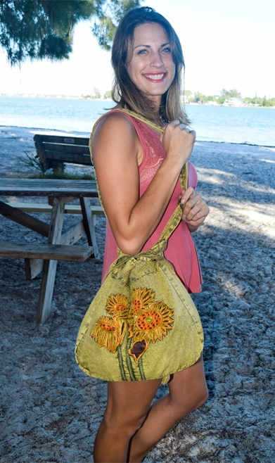 Sunflower Drawstring Crossbody Bag