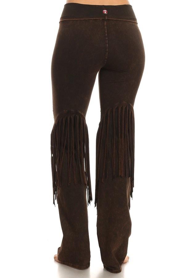 Stone Design Fringe Detail Yoga Pants