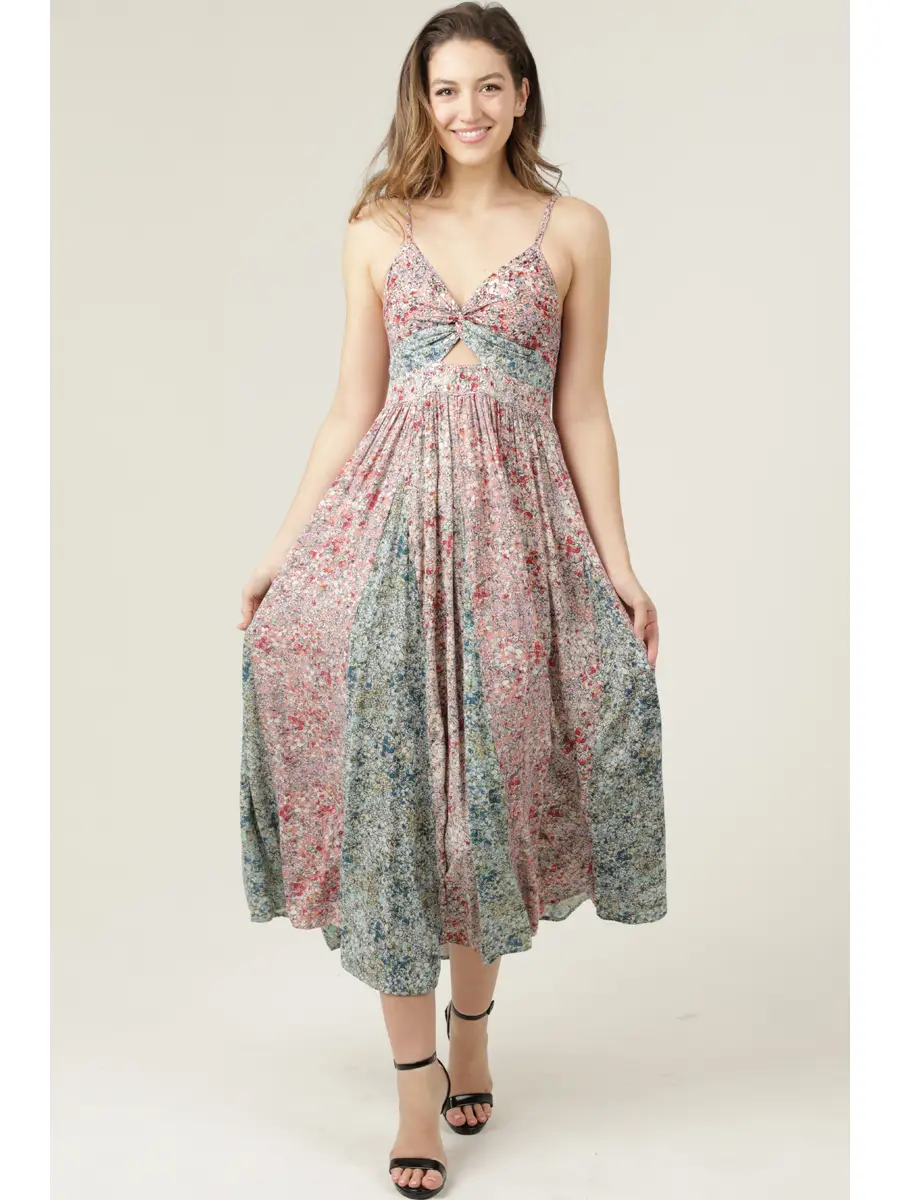 Twist Front Patch Maxi Dress