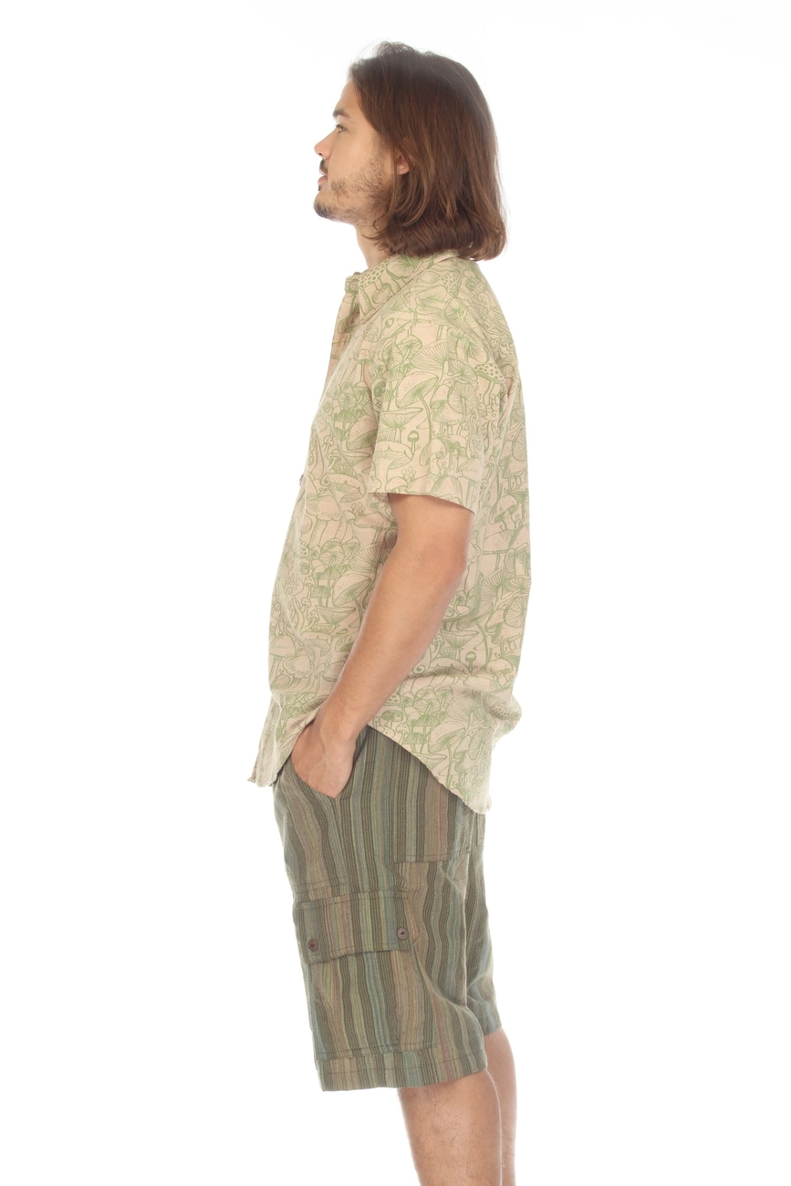 Mens S/S Mushroom Button Down Shirt