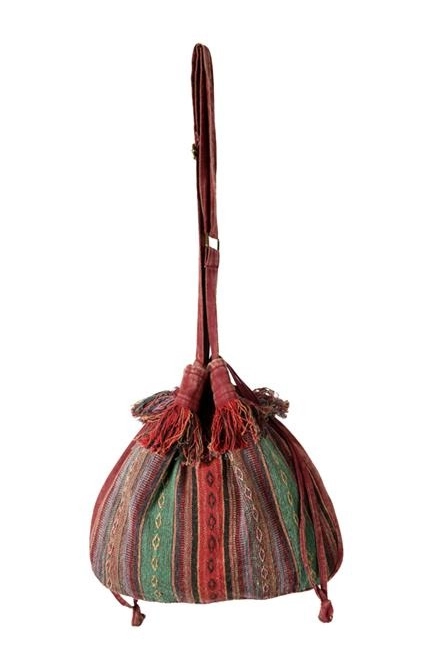 Stripe Tibetan Drawstring Bag