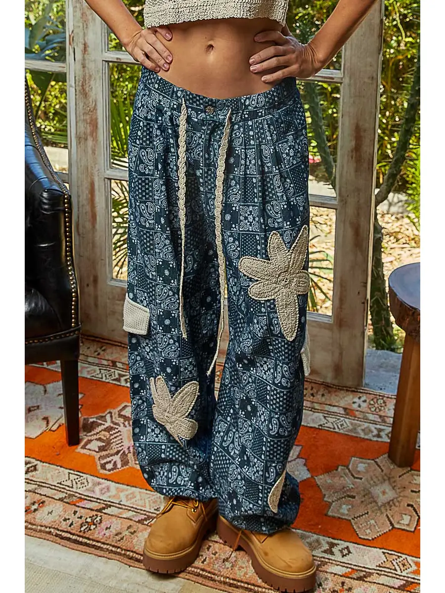 Floral Patchwork Cargo Pants