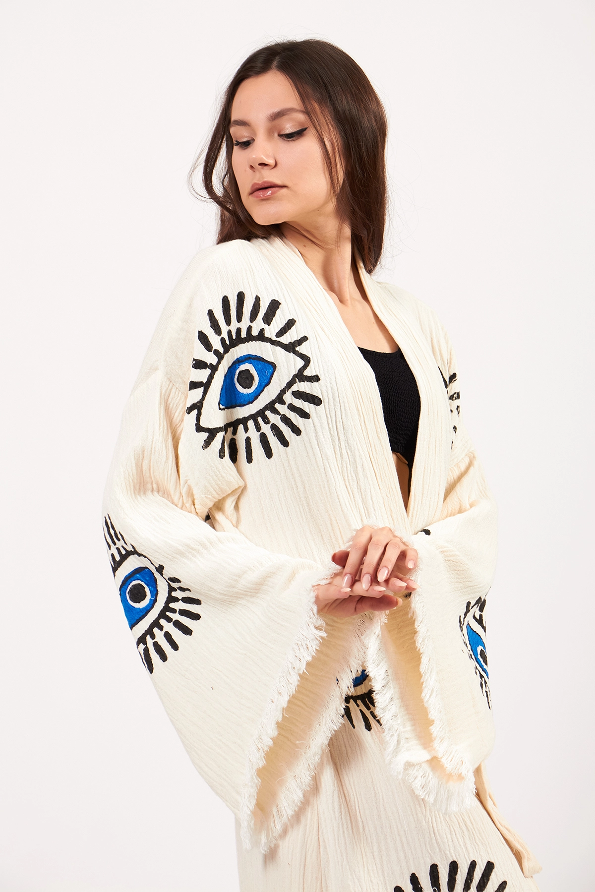 Turkish Evil Eye Print Kimono Robe