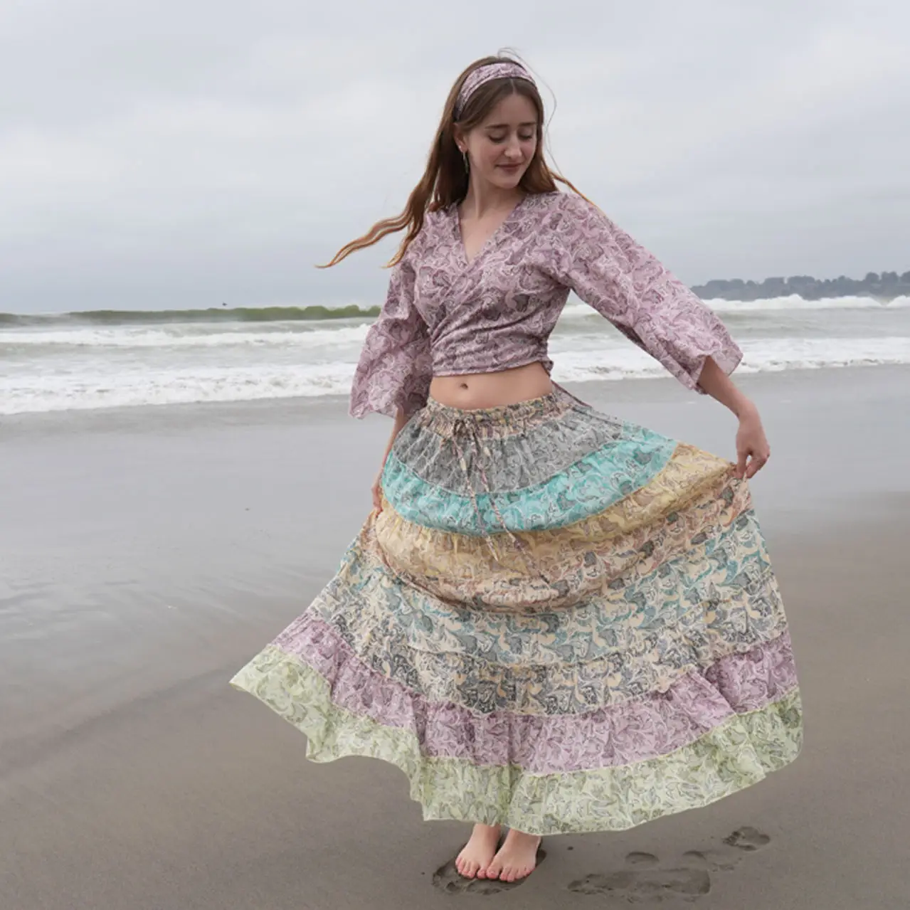 Paisley Swirl Maxi Skirt Cotton