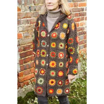 Woodstock Crochet Granny Square Button Coat