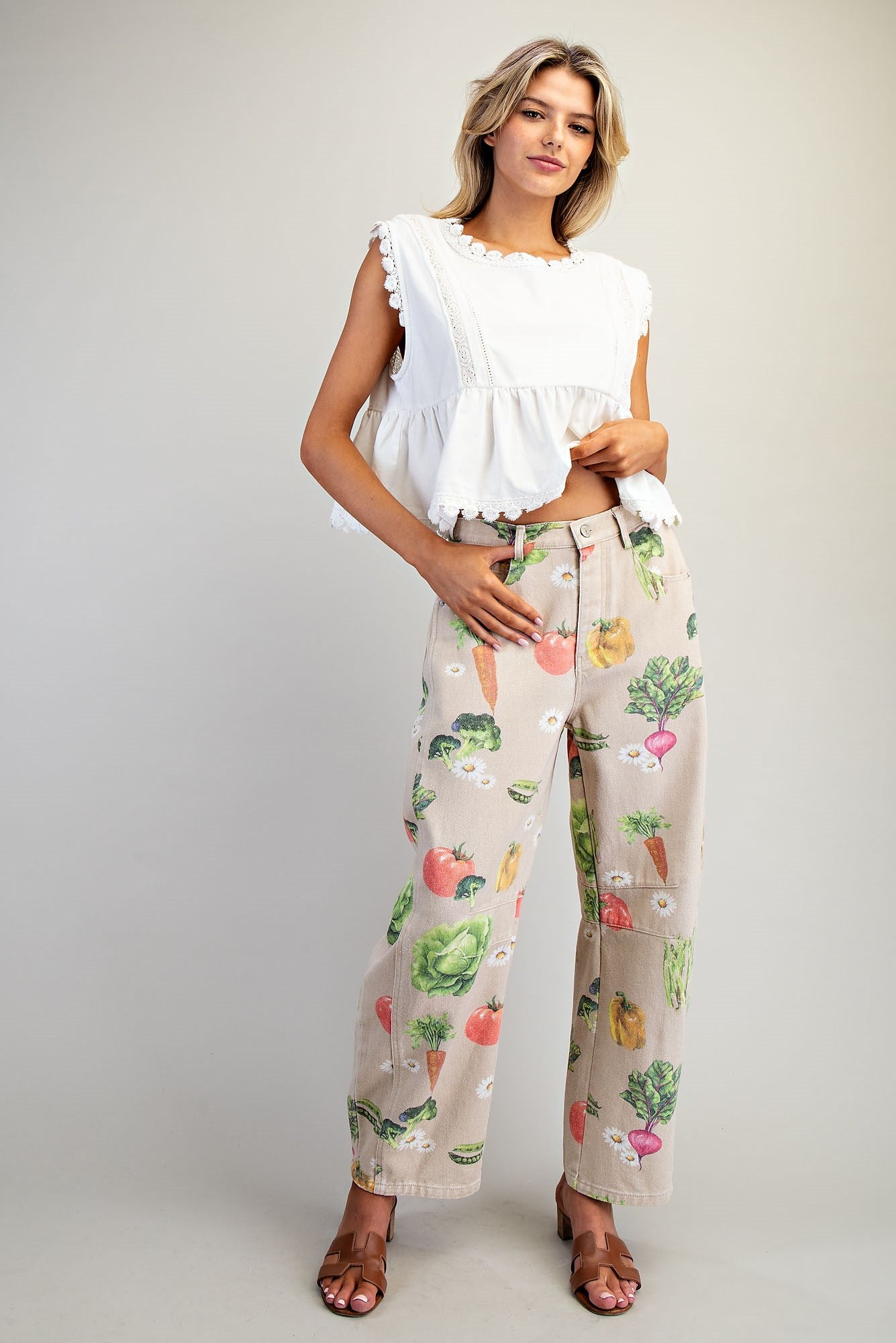 Mineral Washed Garden Barrel Leg Pants