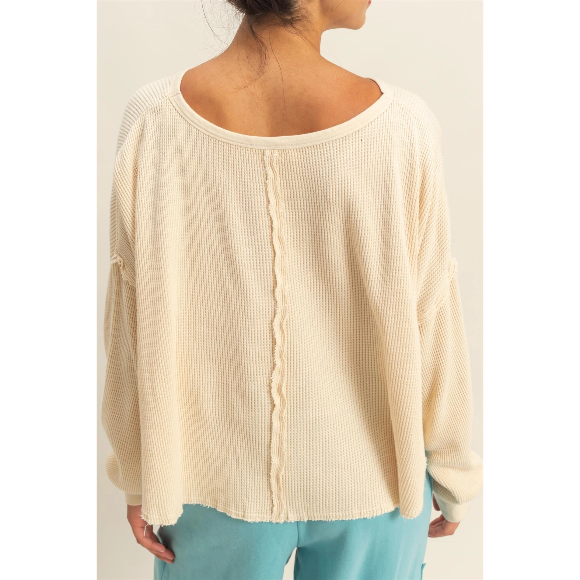 Mineral Wash Waffle Oversized Top