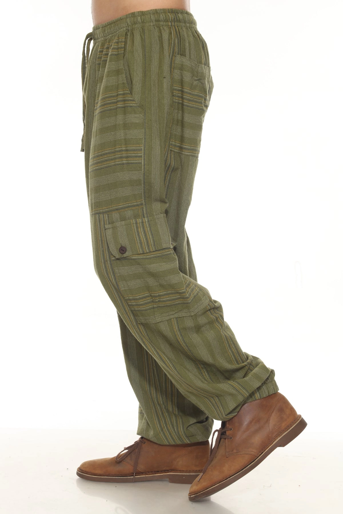 Unisex Patchwork Strip Cargo Pants
