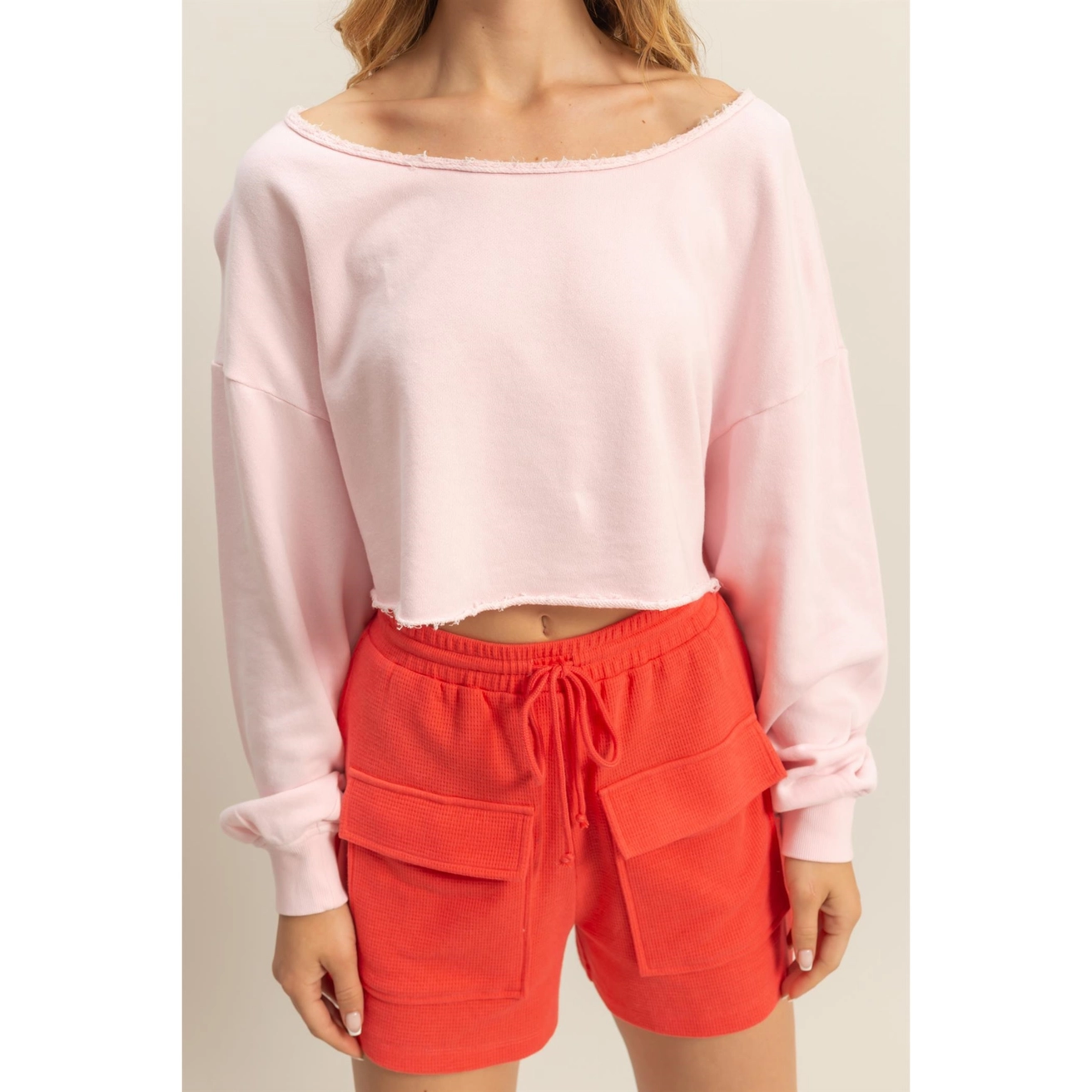 Frayed Long Sleeved Crop Top